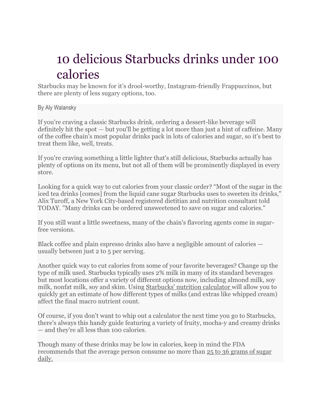 10 Delicious Starbucks Drinks Under 100 Calories