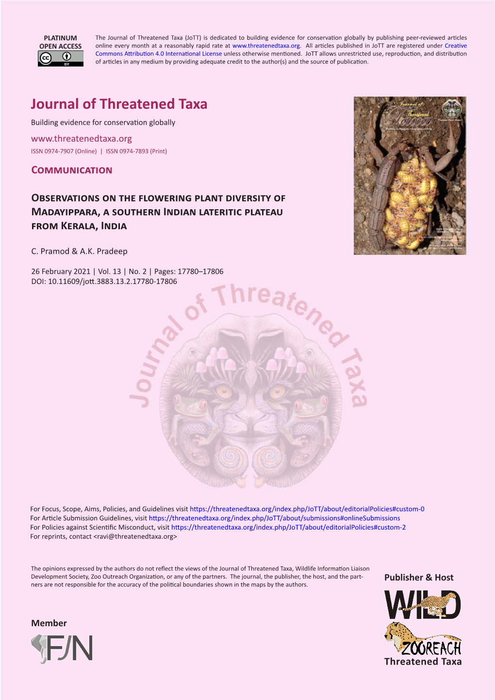 Journal of Threatened Taxa