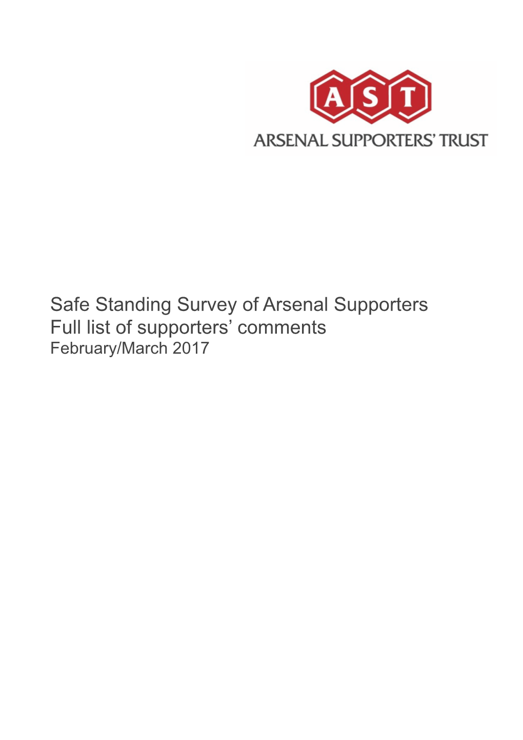 Arsenal Safe Standing Survey