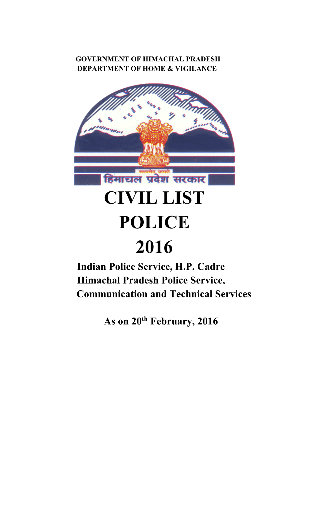 Civil List Police 2016