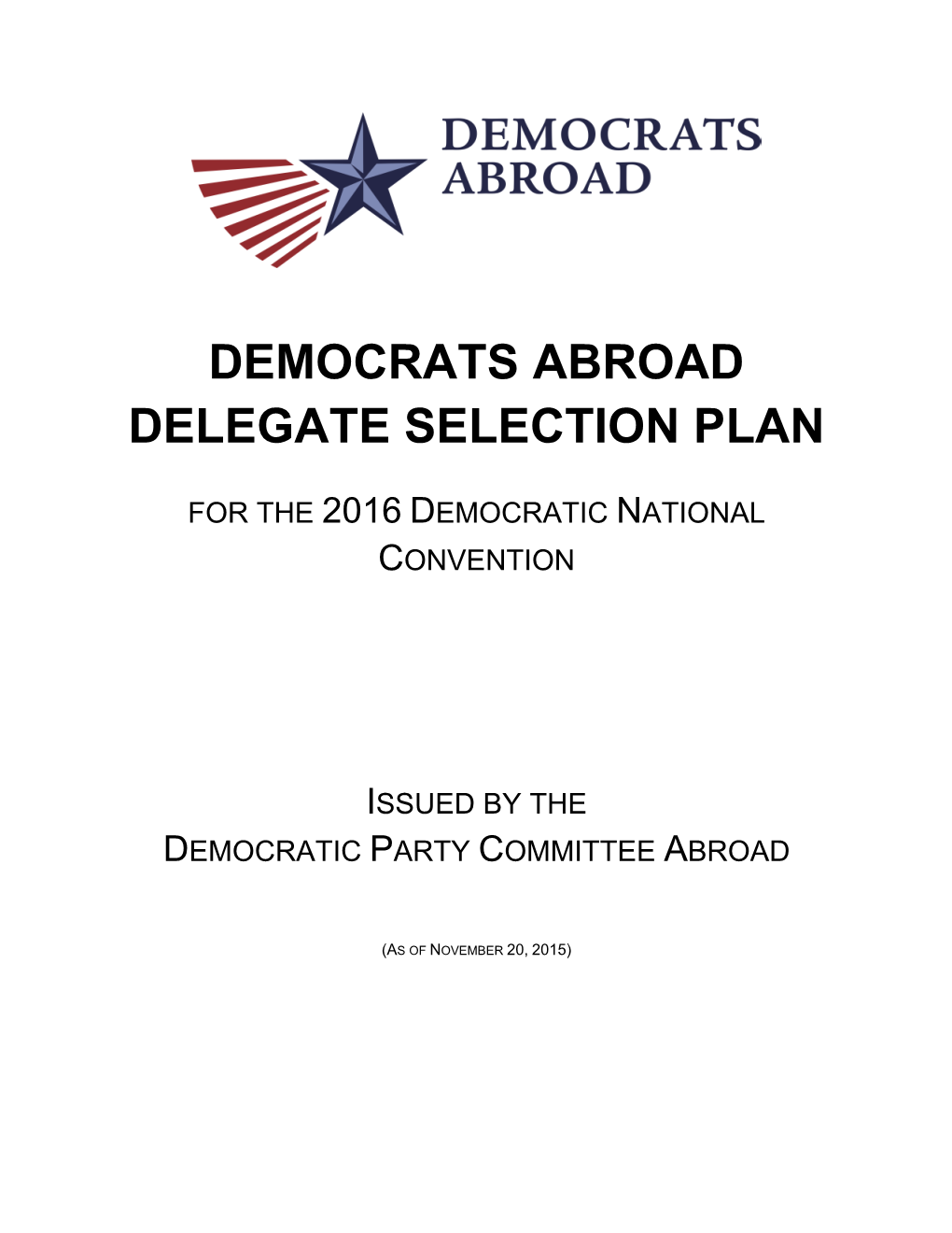 Democrats Abroad Delegate Selection Plan