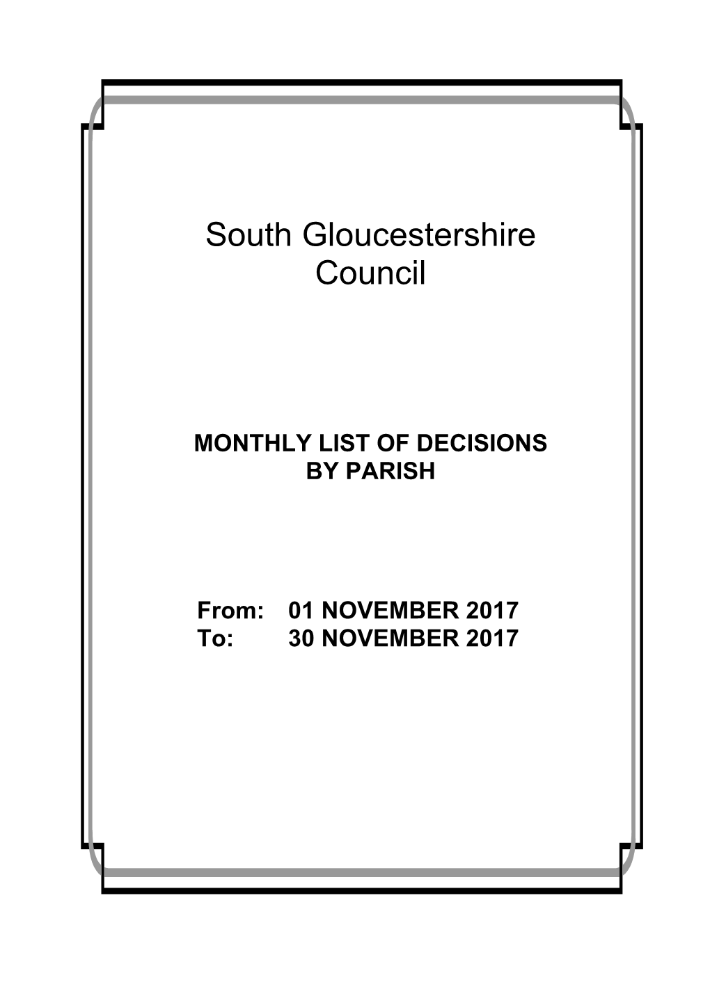 MONTHLY LIST of DECISIONS by PARISH From