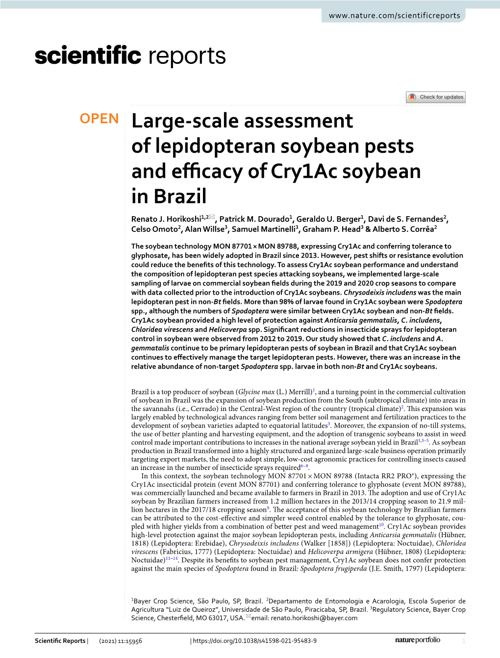 Large-Scale Assessment of Lepidopteran Soybean Pests And