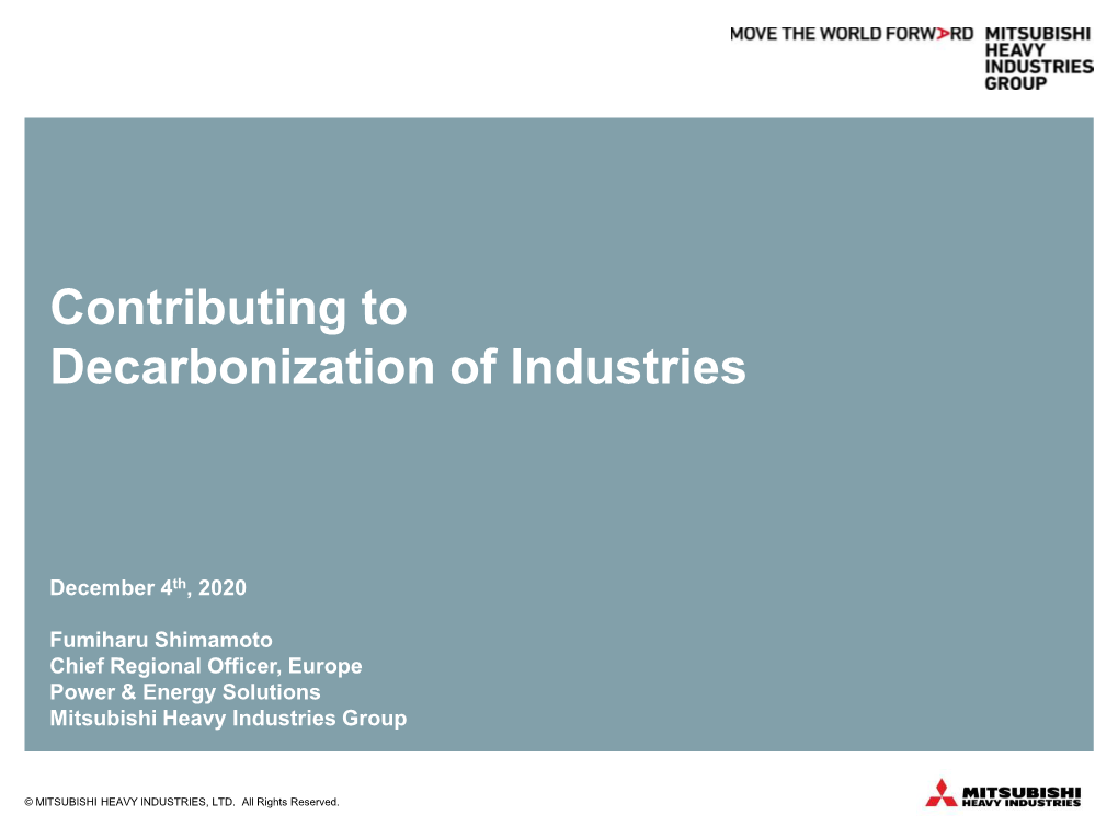 Contributing to Decarbonization of Industries