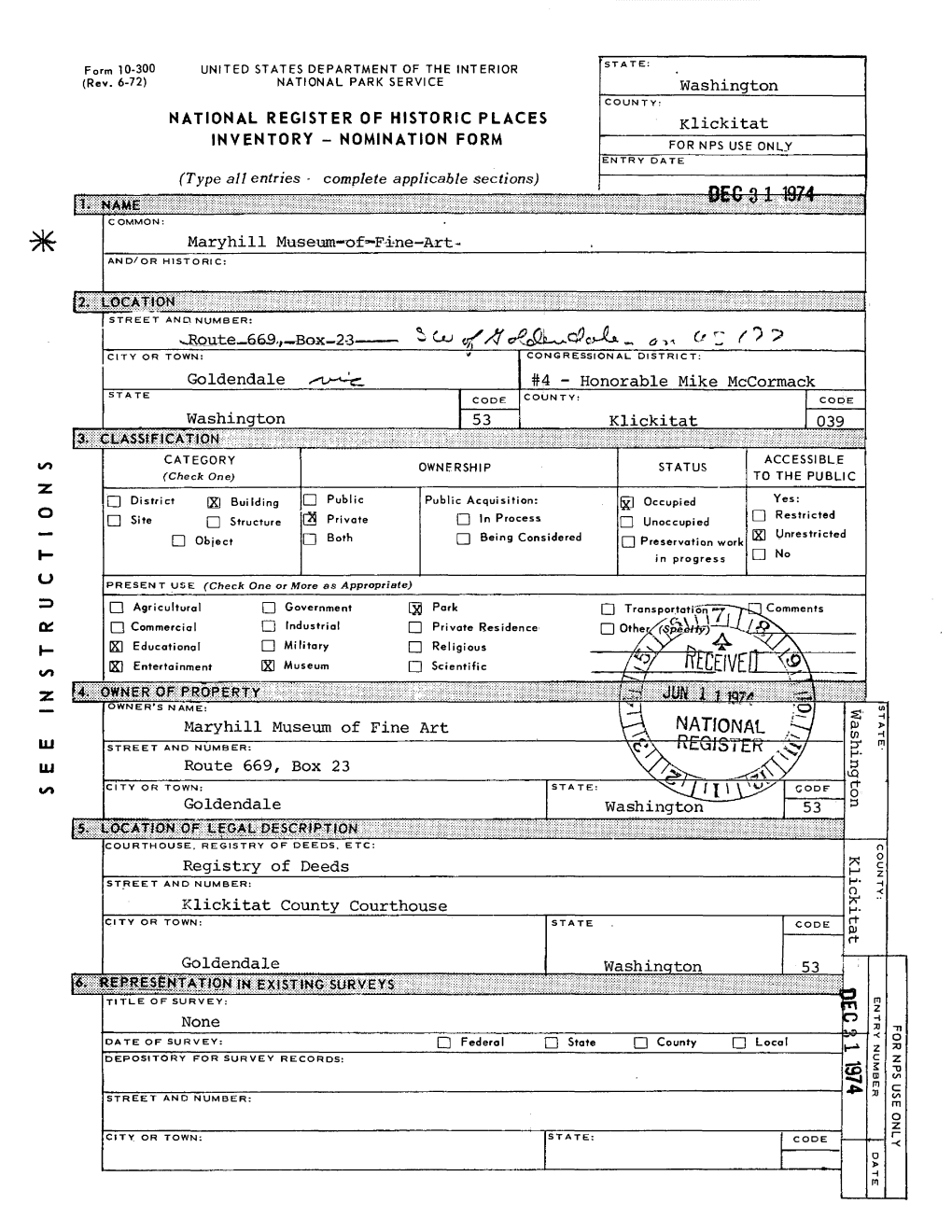 ^^^^^KB^Mnmimiiiib TITLE of SURVEY: None DATE of SURVEY: Federal State County Local DEPOSITORY for SURVEY RECORDS