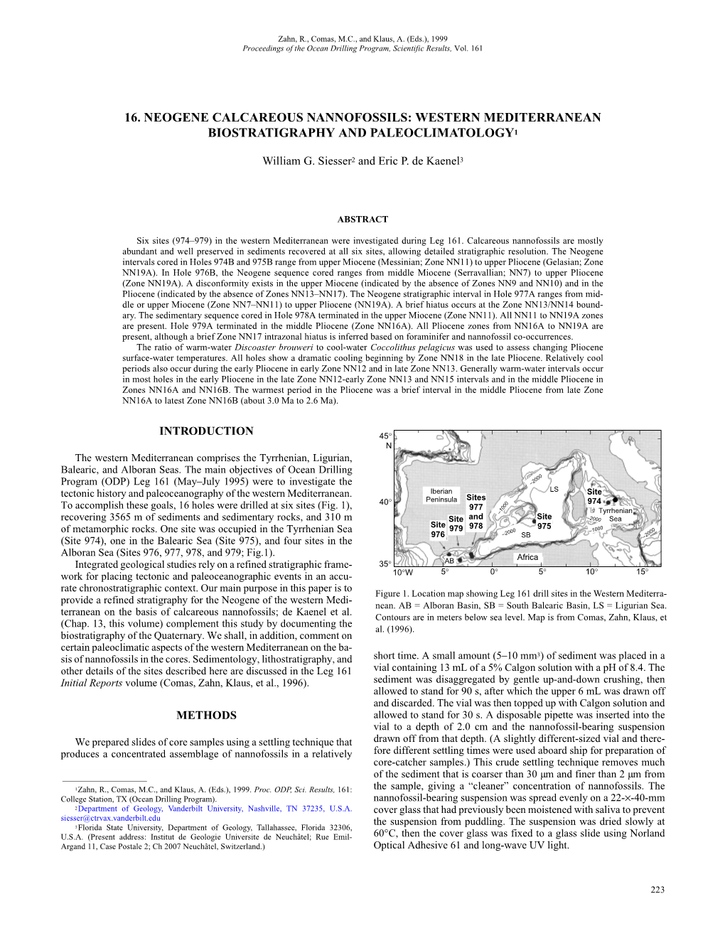 16. Neogene Calcareous Nannofossils: Western Mediterranean Biostratigraphy and Paleoclimatology1