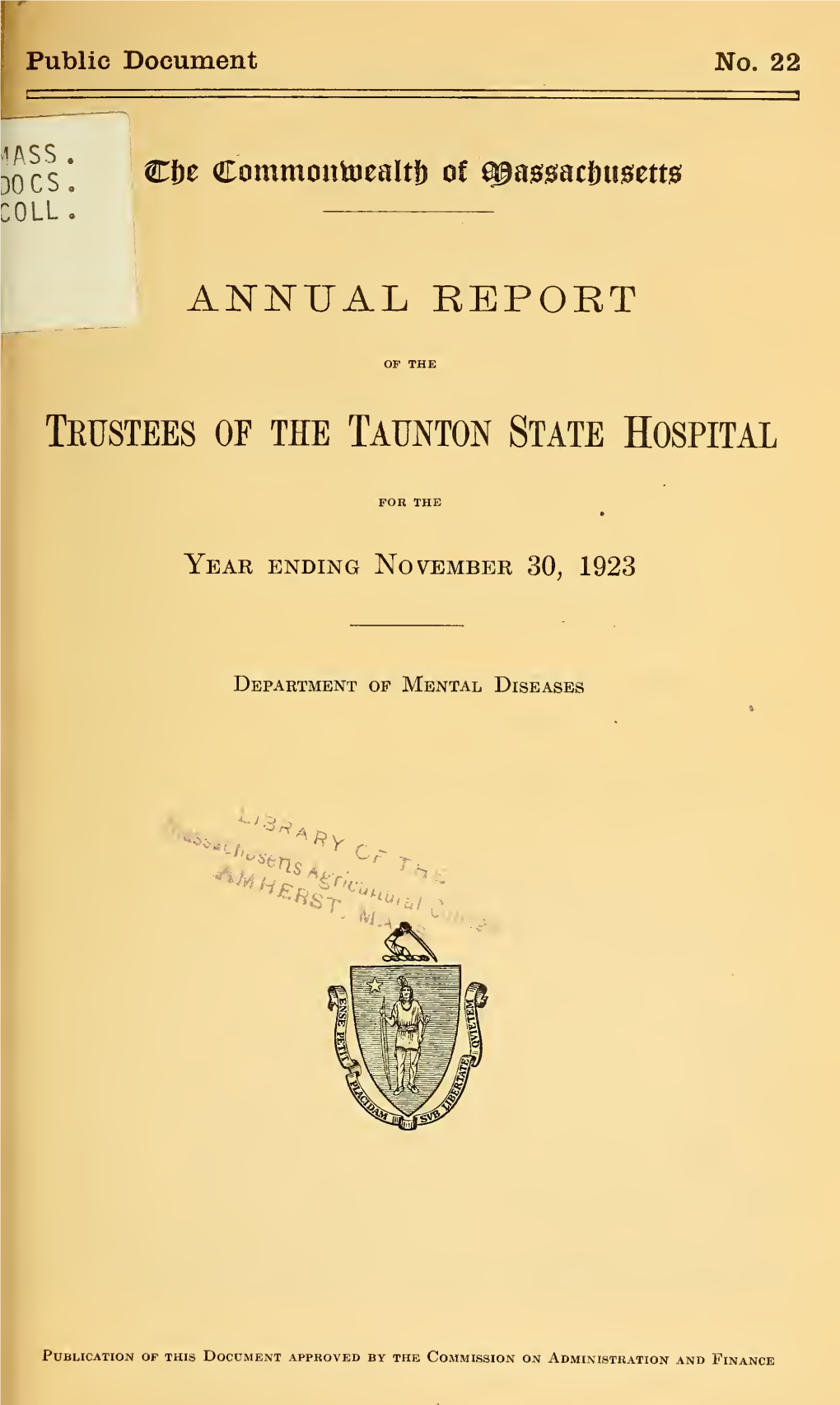 Annual Report of the Trustees of the Taunton State Hospital