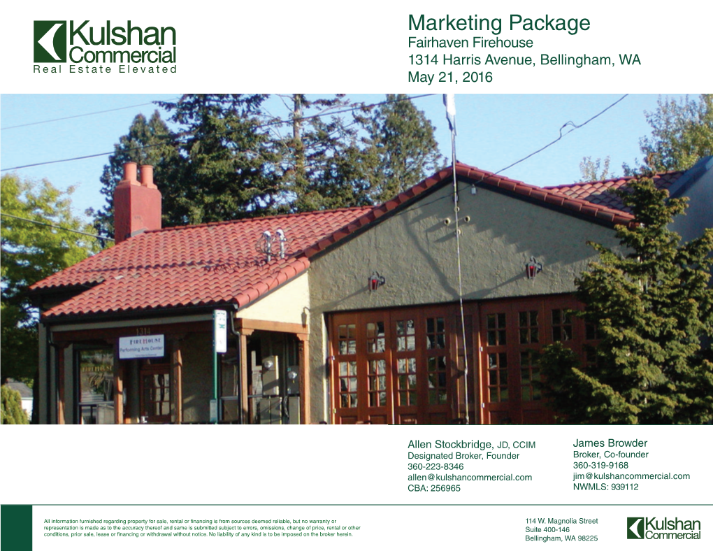 Marketing Package Fairhaven Firehouse 1314 Harris Avenue, Bellingham, WA Real Estate Elevated May 21, 2016
