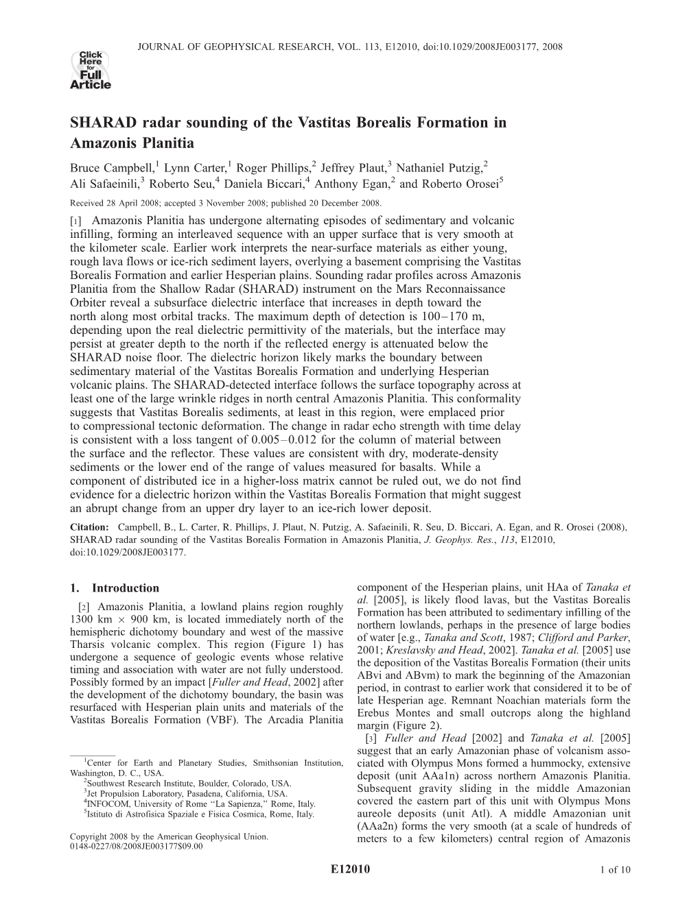 SHARAD Radar Sounding of the Vastitas Borealis Formation in Amazonis Planitia