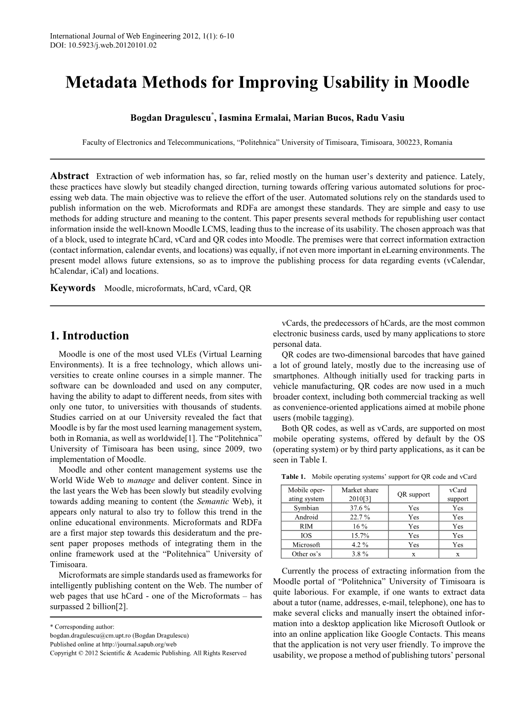 Metadata Methods for Improving Usability in Moodle