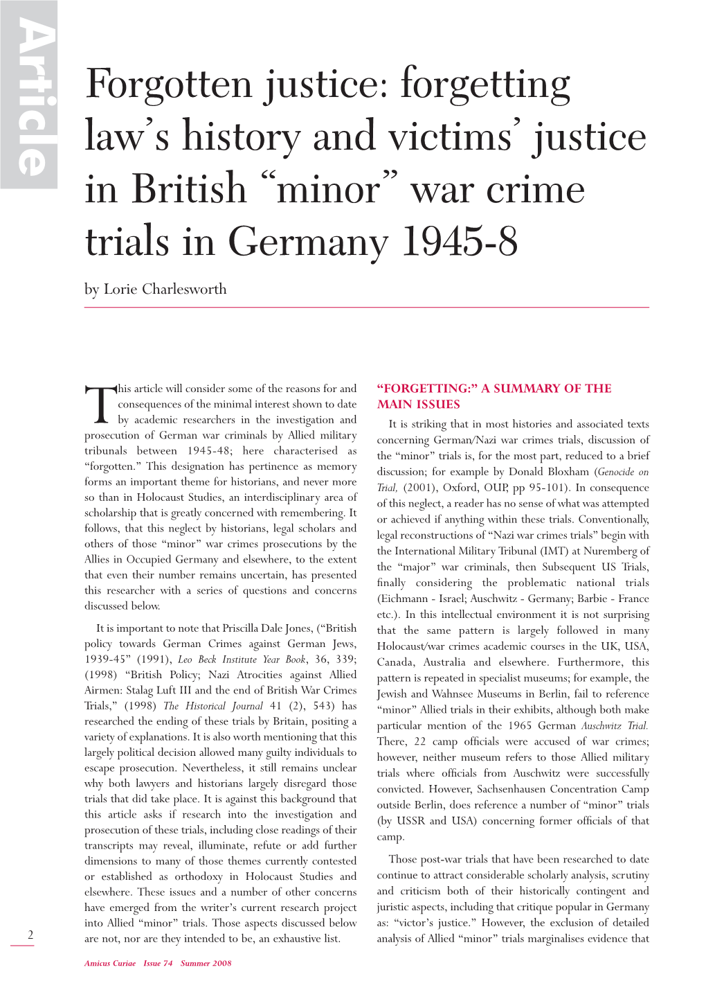 War Crime Trials in Germany 1945-8 by Lorie Charlesworth