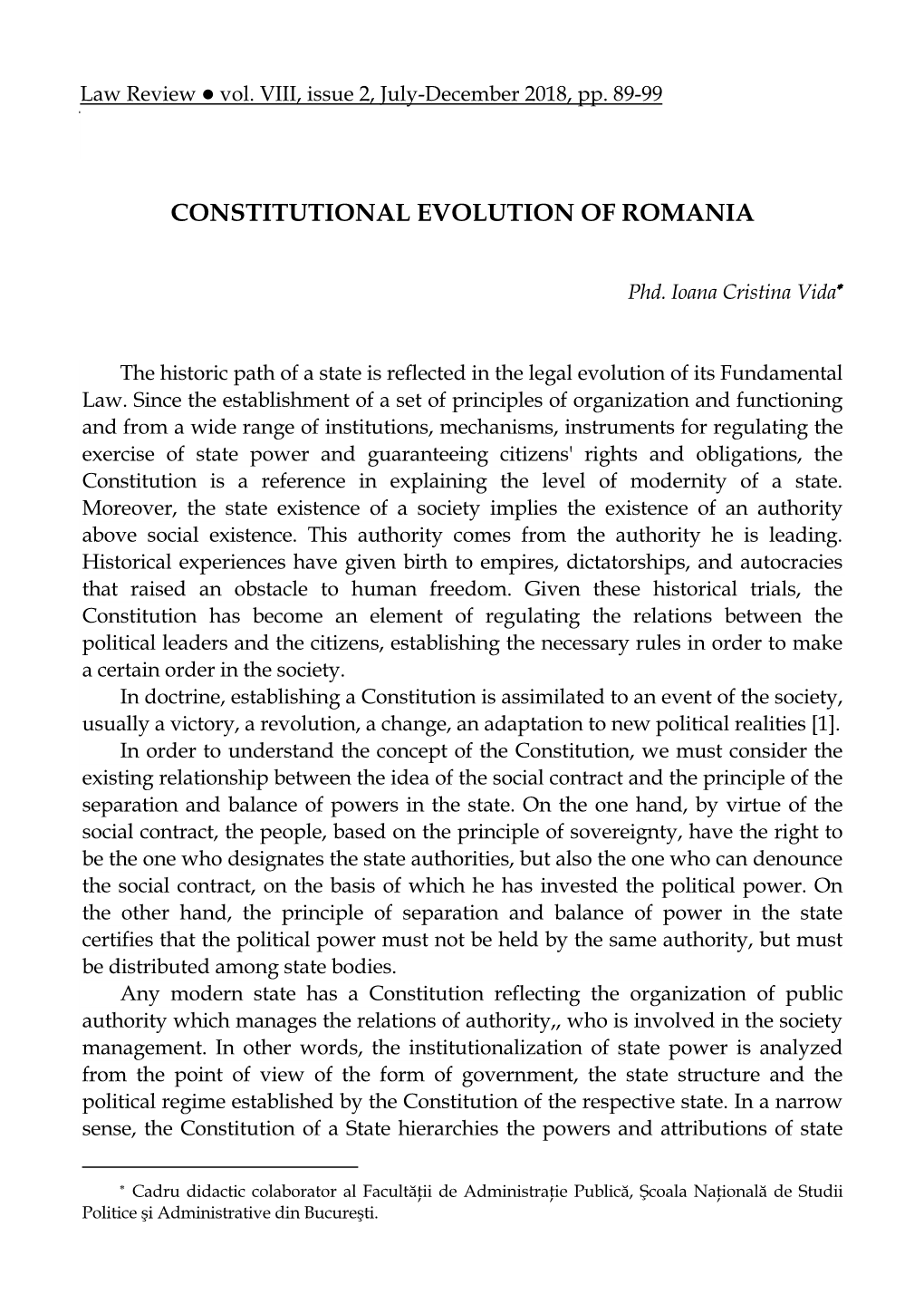 Constitutional Evolution of Romania