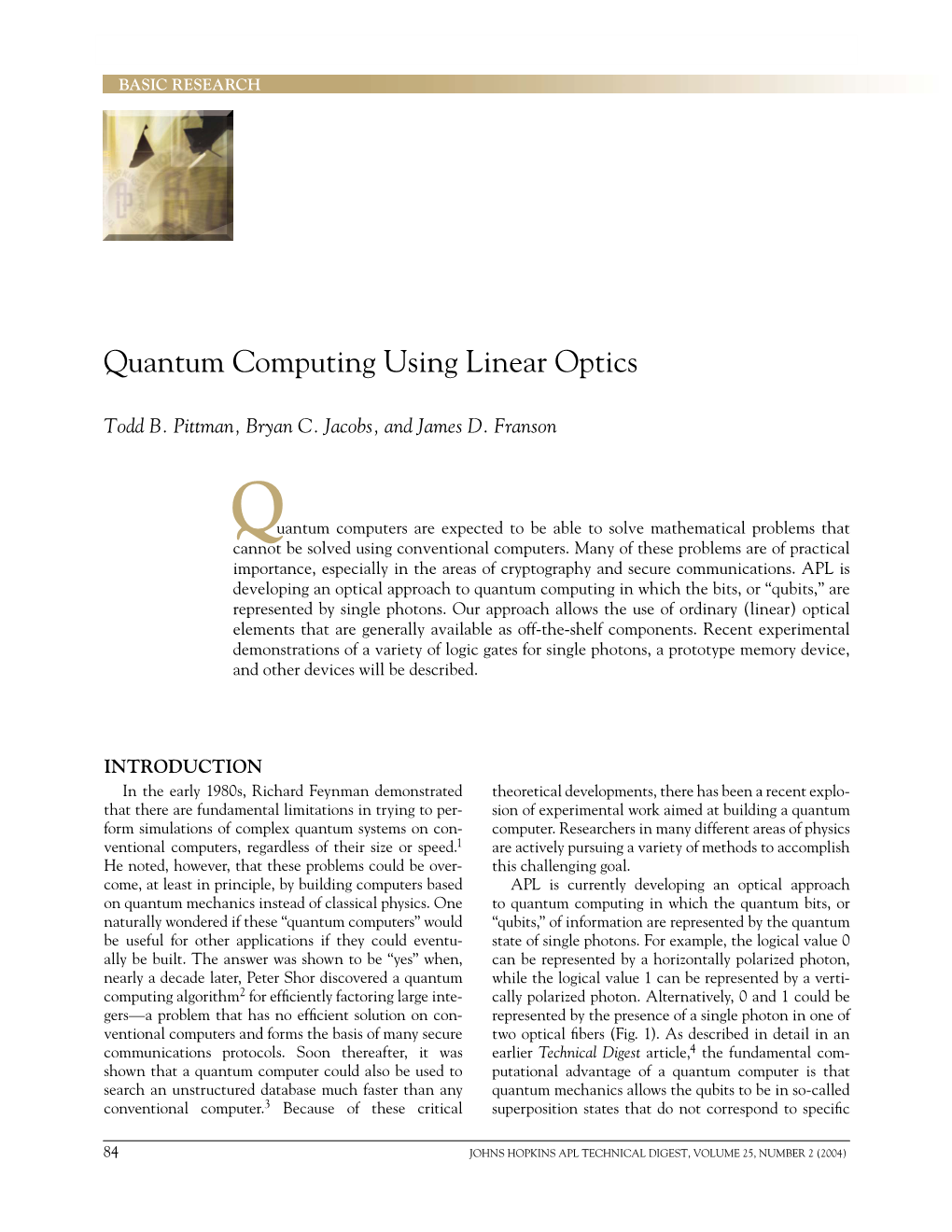 Quantum Computing Using Linear Optics