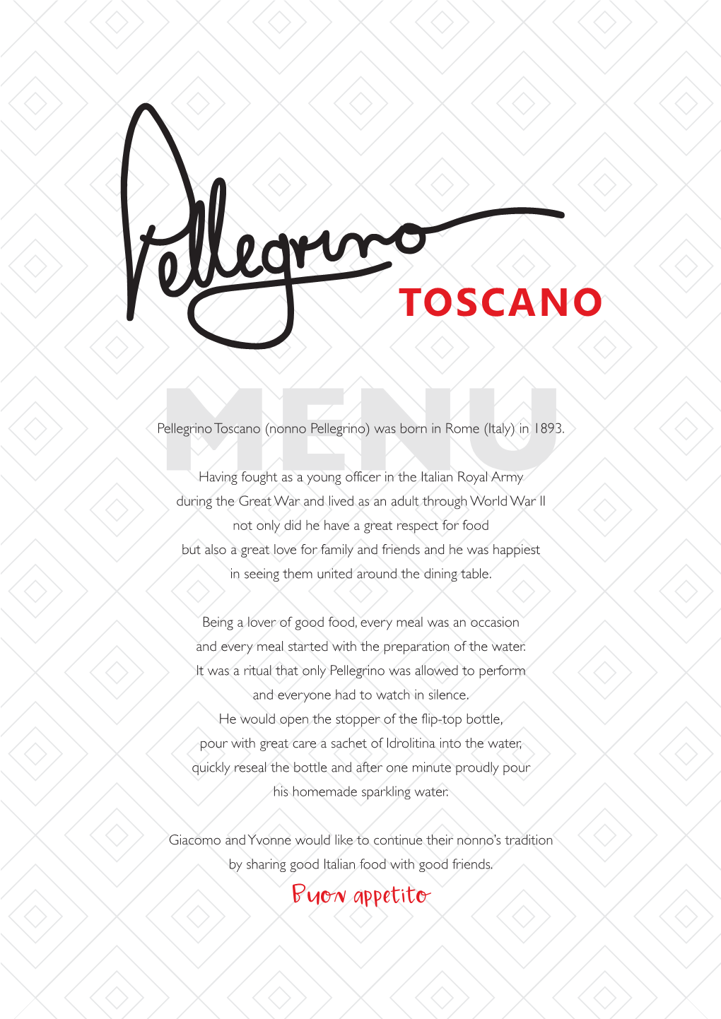 To View the Pellegrino Toscana Menu