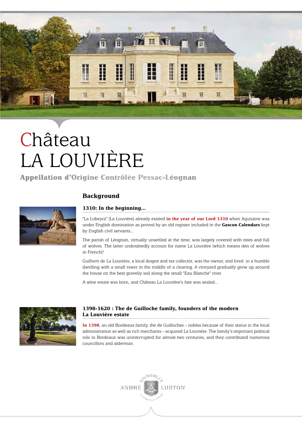 Château La Louvière Appellation D’Origine Contrôlée Pessac-Léognan
