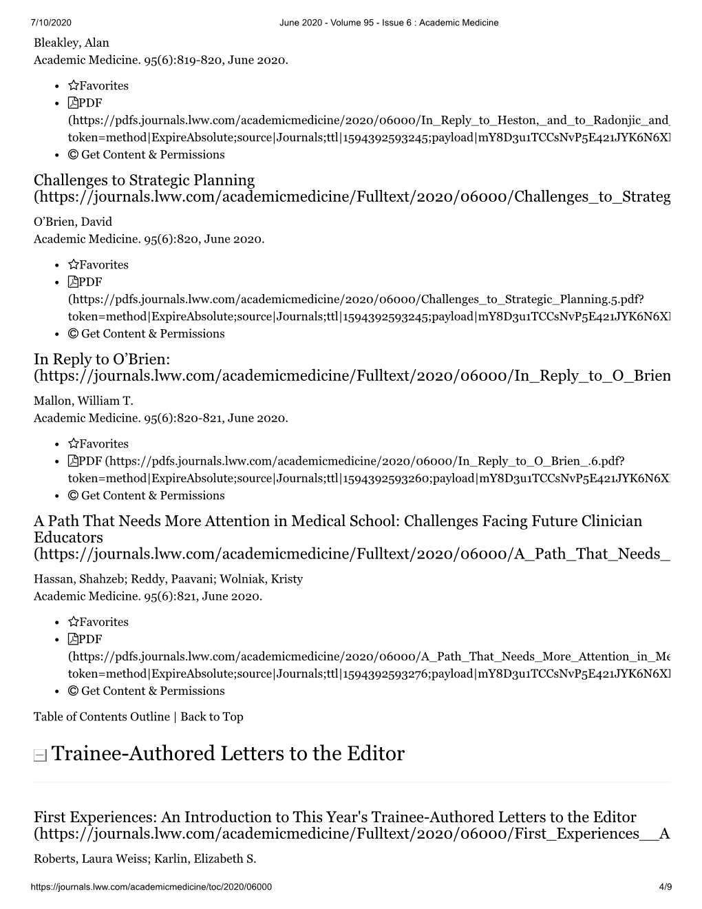 Trainee-Authored Letters to the Editor