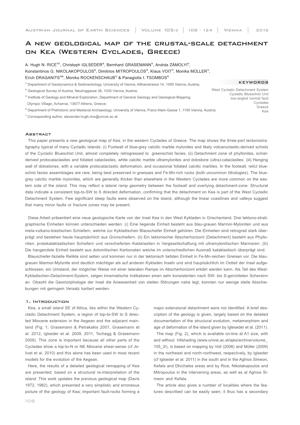 A New Geological Map of the Crustal-Scale Detachment on Kea (Western Cyclades, Greece)______