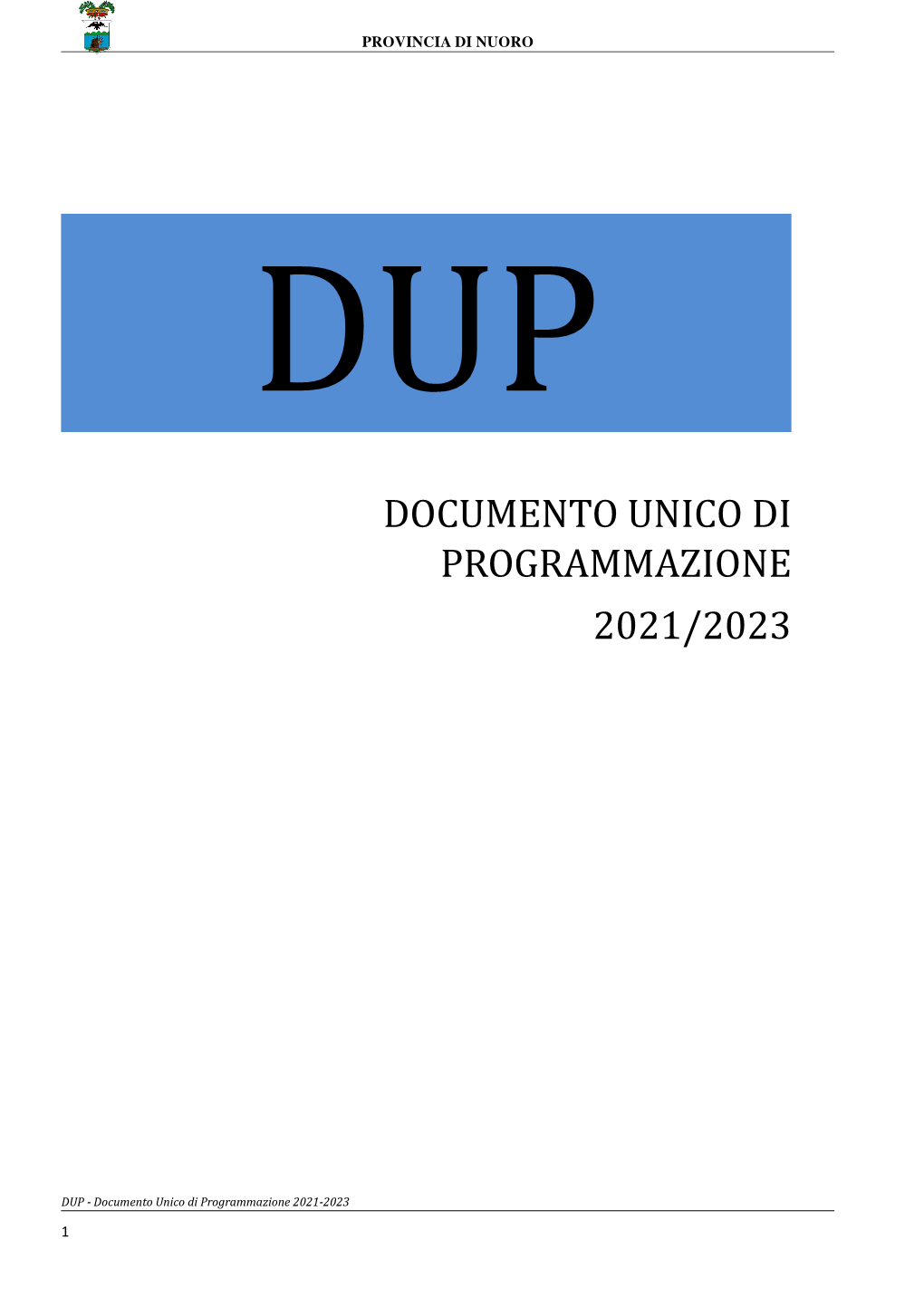 Documento Unico Di Programmazione 2021/2023