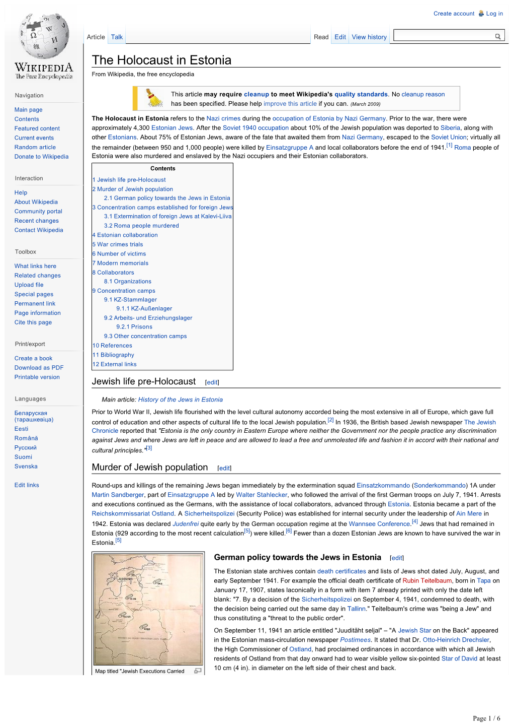 The Holocaust in Estonia from Wikipedia, the Free Encyclopedia