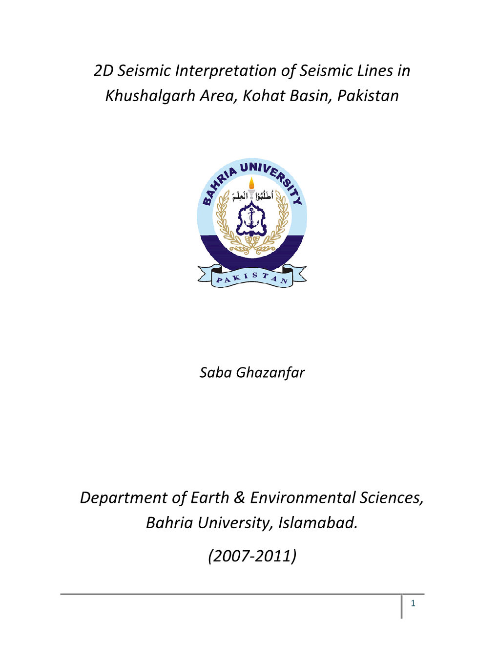 2D Seismic Interpretation of Seismic Lines in Khushalgarh Area, Kohat Basin, Pakistan