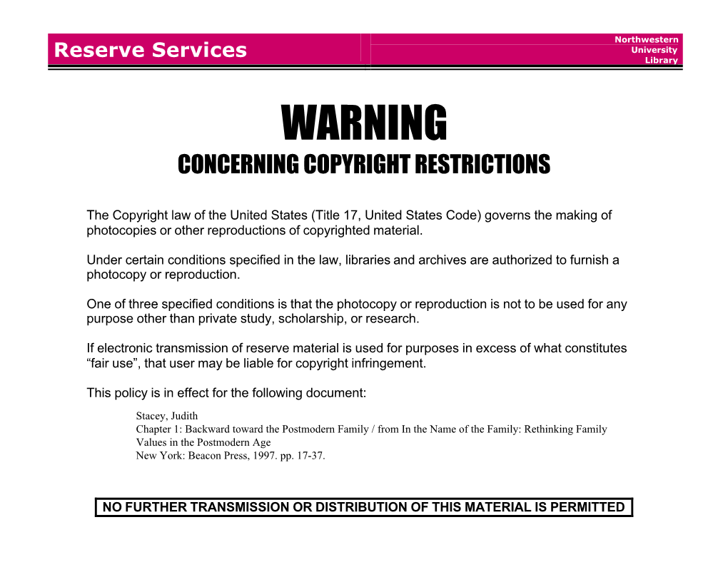 Warning Concerning Copyright Restrictions