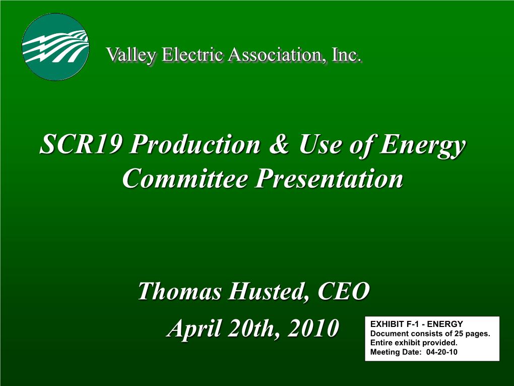 SCR19 Production & Use of Energy Committee Presentation