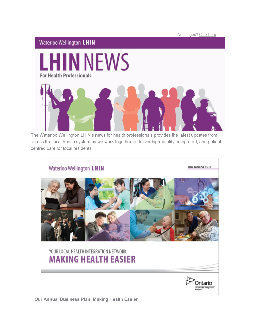 The Waterloo Wellington LHIN's News for Health Professionals Provides the Latest Updates from Across the Local Health System A