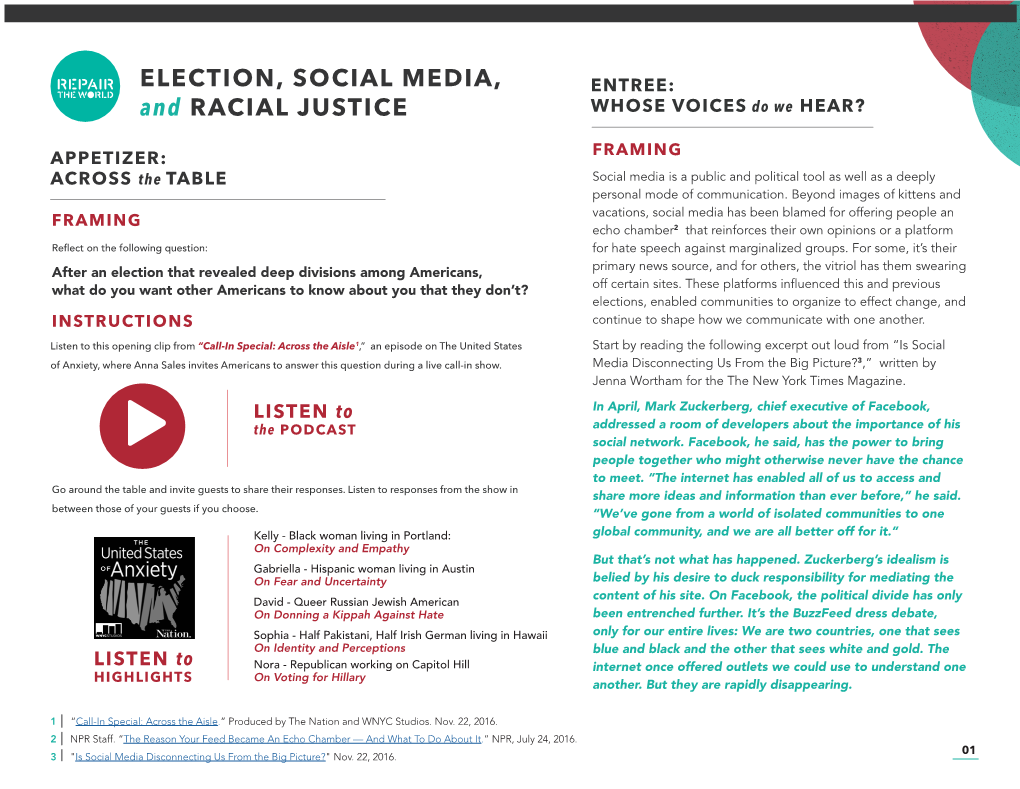 ELECTION, SOCIAL MEDIA, and RACIAL JUSTICE
