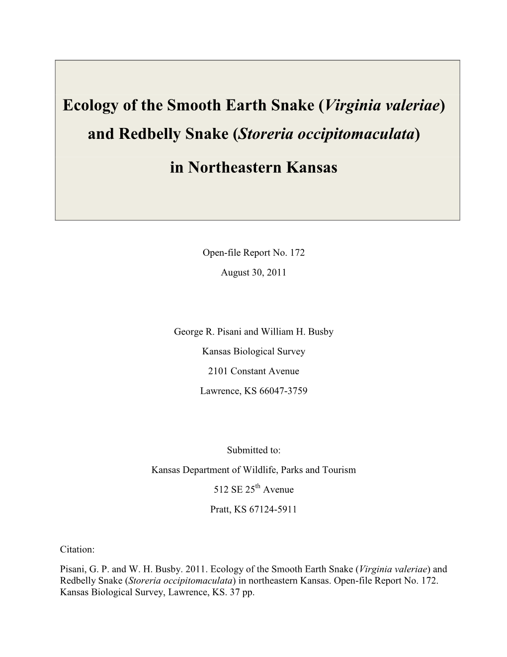 Final Report for SWG Snake Study