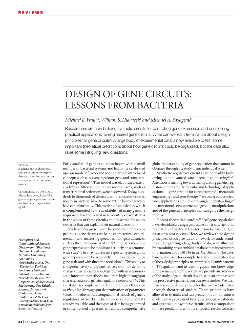 Design of Gene Circuits: Lessons from Bacteria