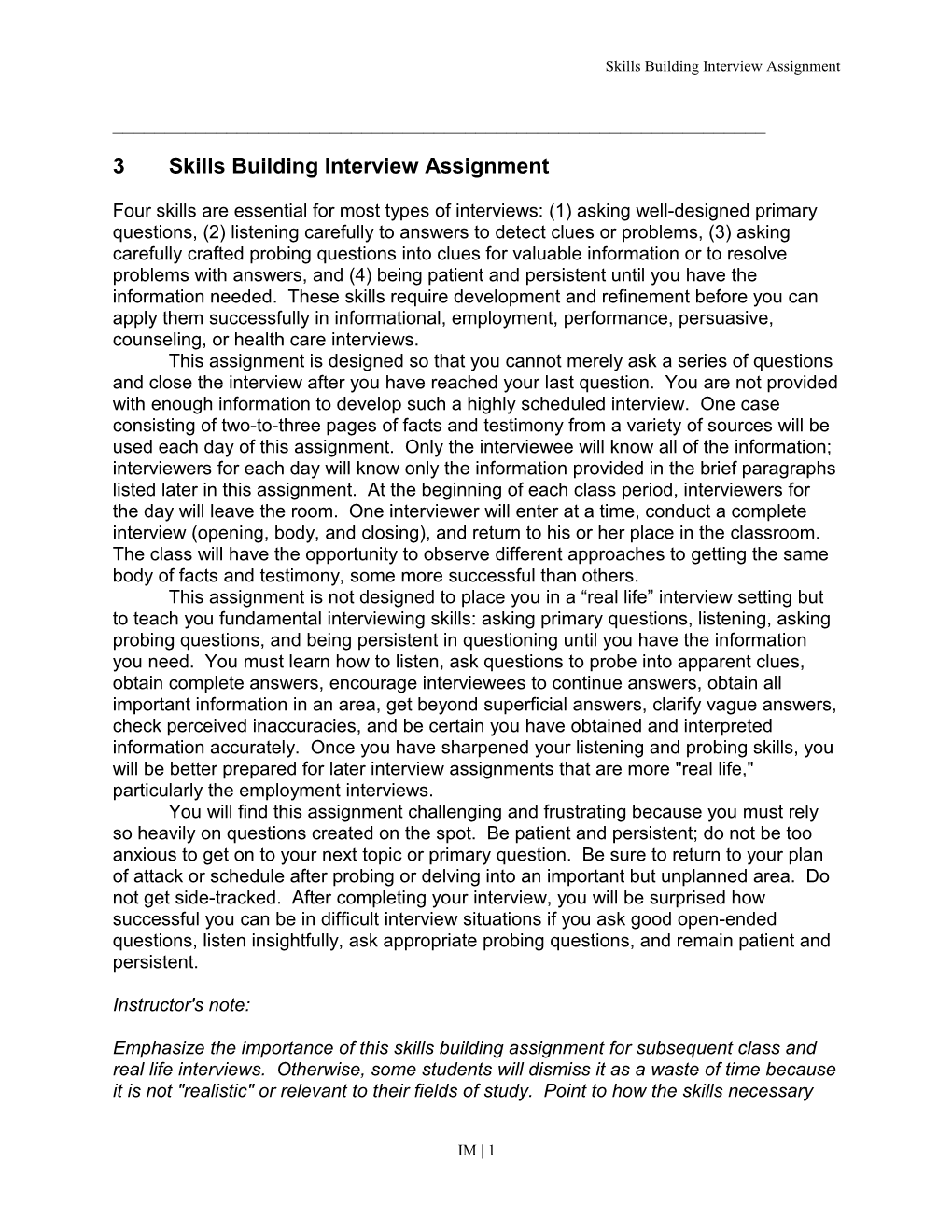 3 Skills Building Interview Assignment