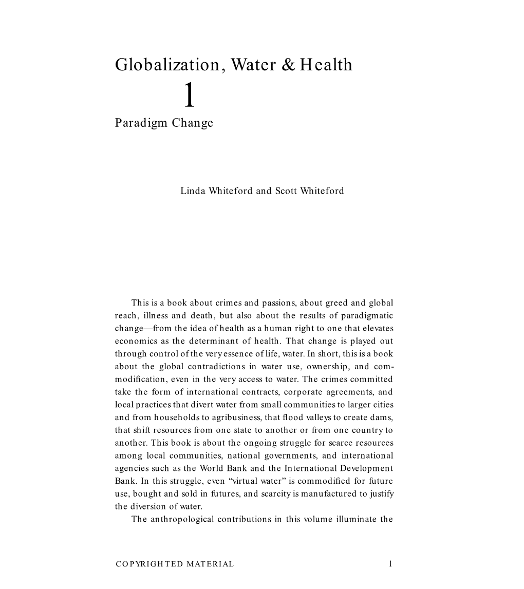 Globalization, Water & Health