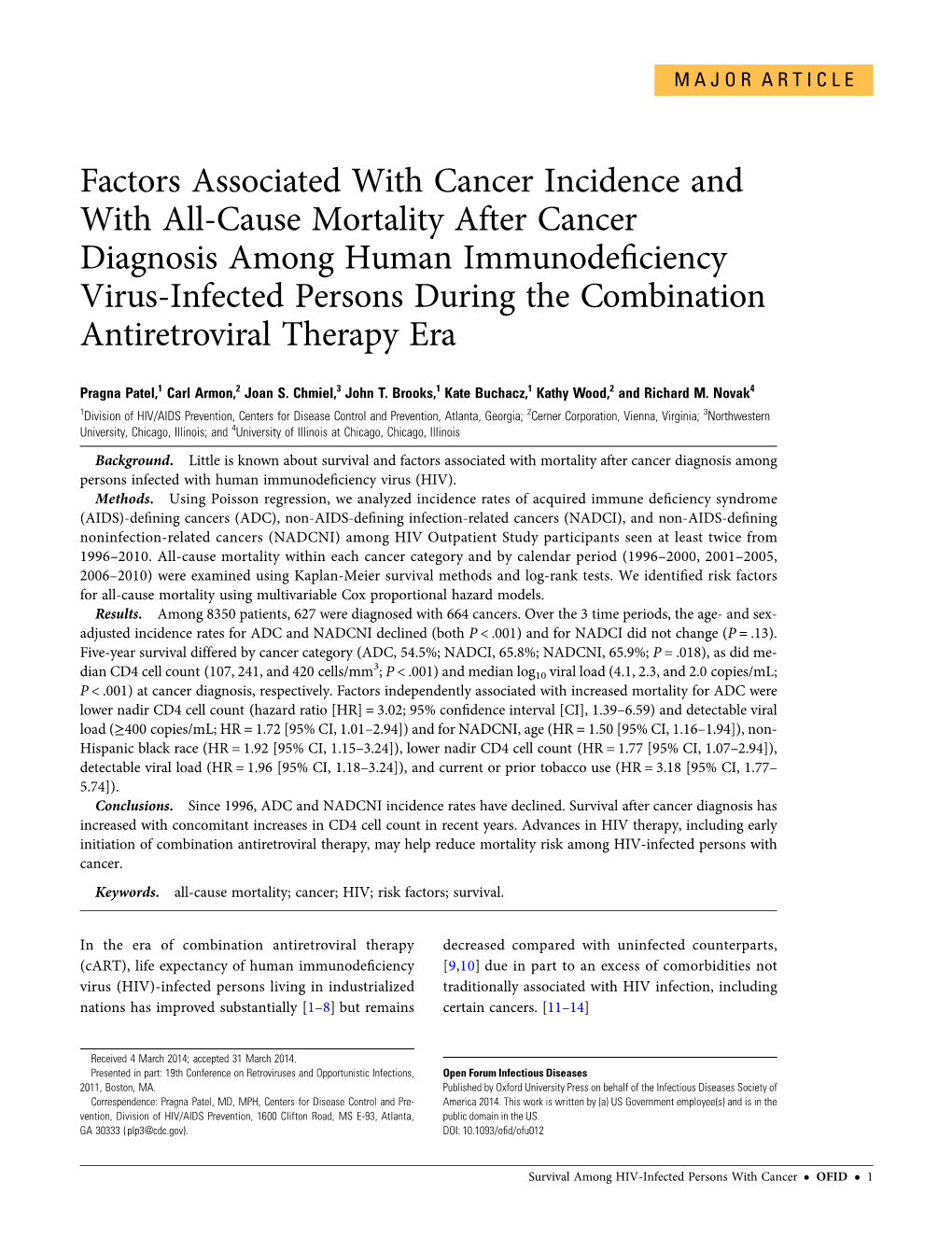 Factors Associated with Cancer Incidence