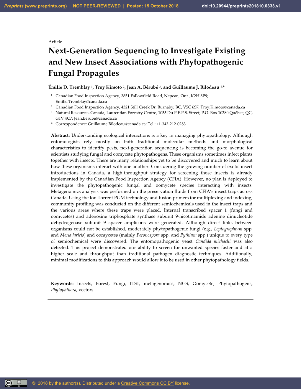 Next-Generation Sequencing to Investigate Existing and New Insect Associations with Phytopathogenic Fungal Propagules