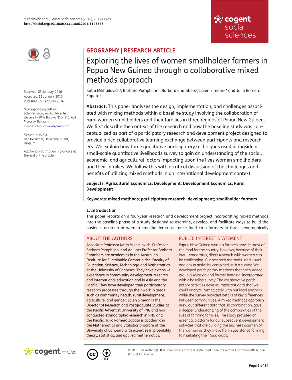 Exploring the Lives of Women Smallholder Farmers in Papua New Guinea Through a Collaborative Mixed Methods Approach