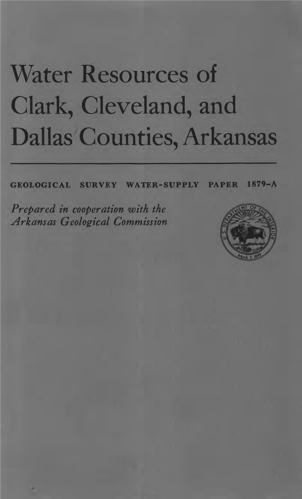 Water Resources of Clark, Cleveland, and Dallas Counties, Arkansas