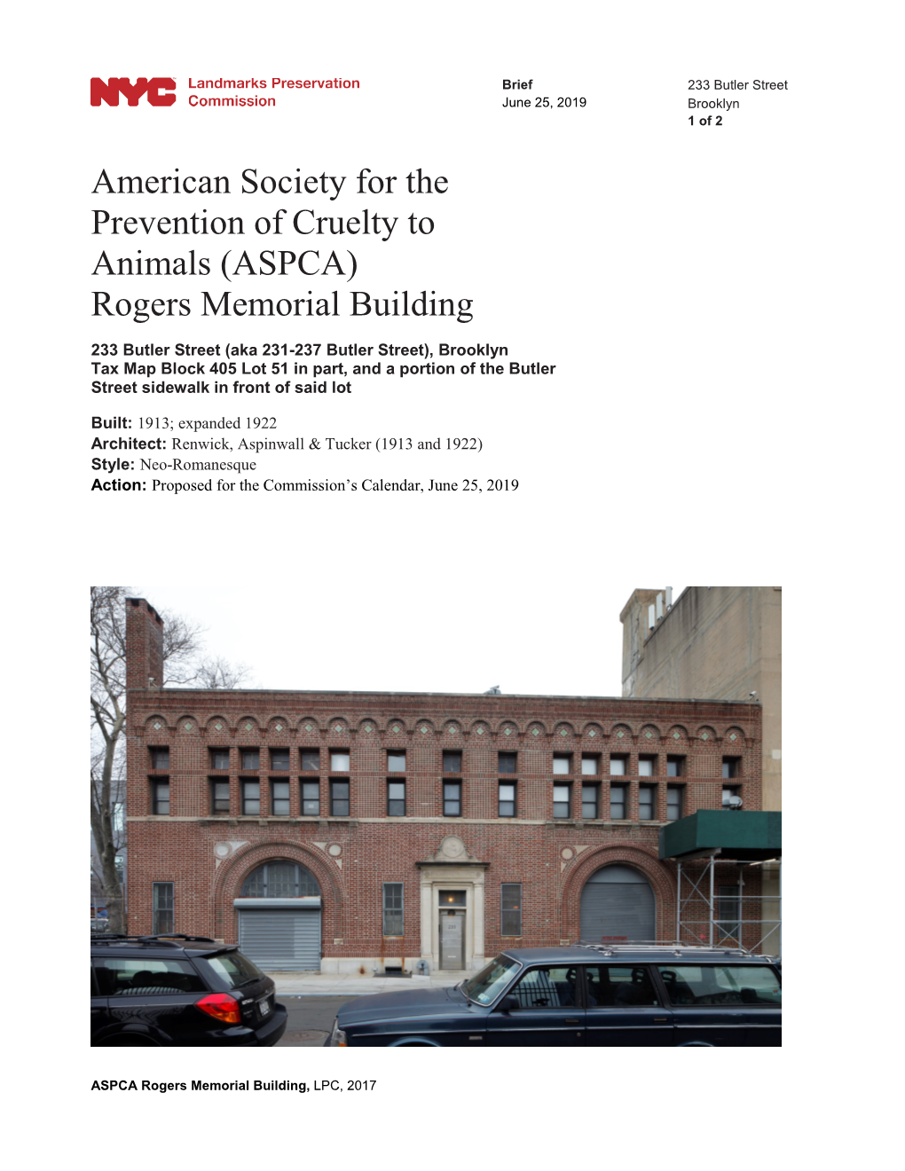American Society for the Prevention of Cruelty to Animals (ASPCA) Rogers Memorial Building