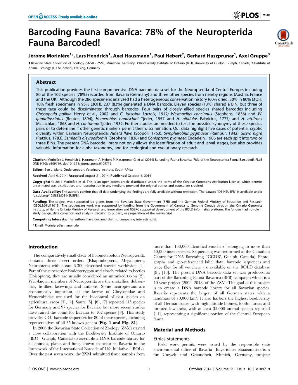 78% of the Neuropterida Fauna Barcoded!