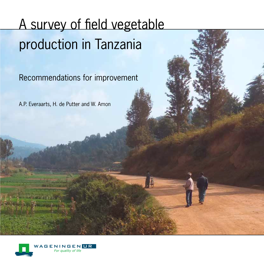 A Survey of Field Vegetable Production in Tanzania