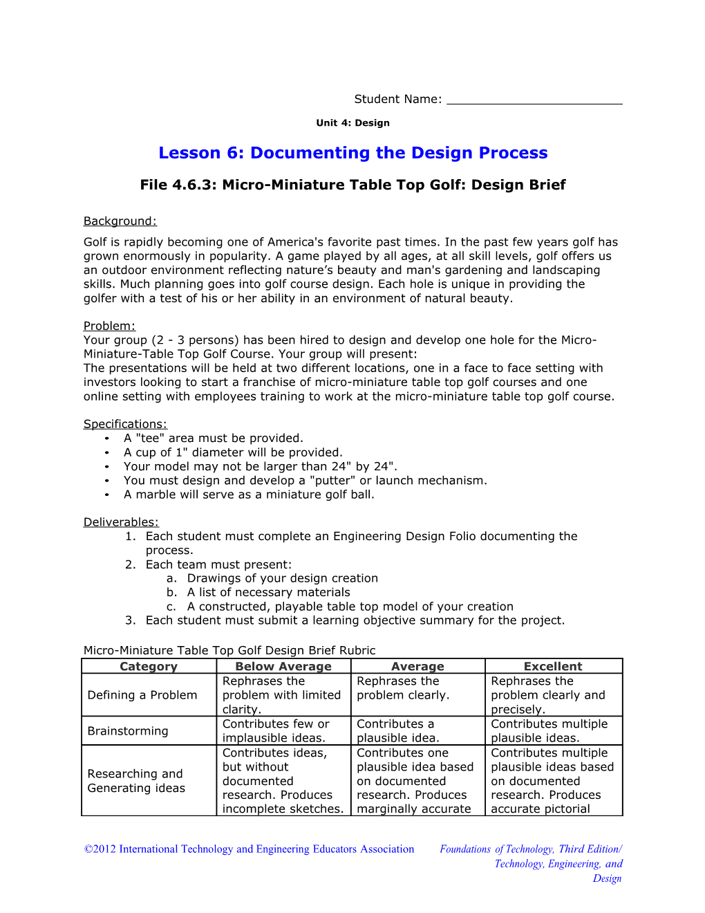 Lesson 6: Documenting the Design Process