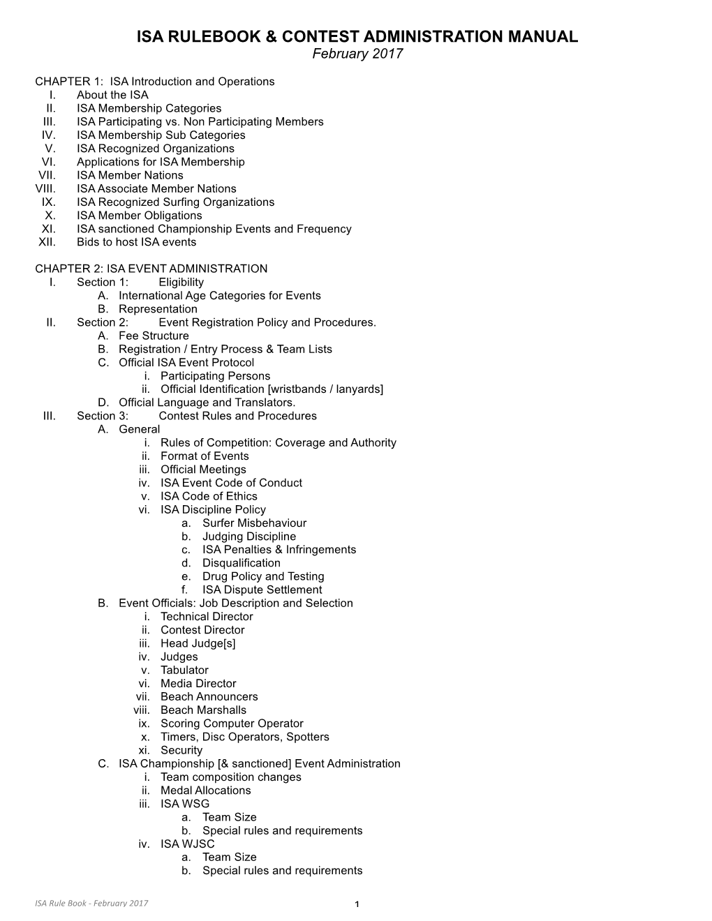 Isa Rulebook & Contest Administration Manual