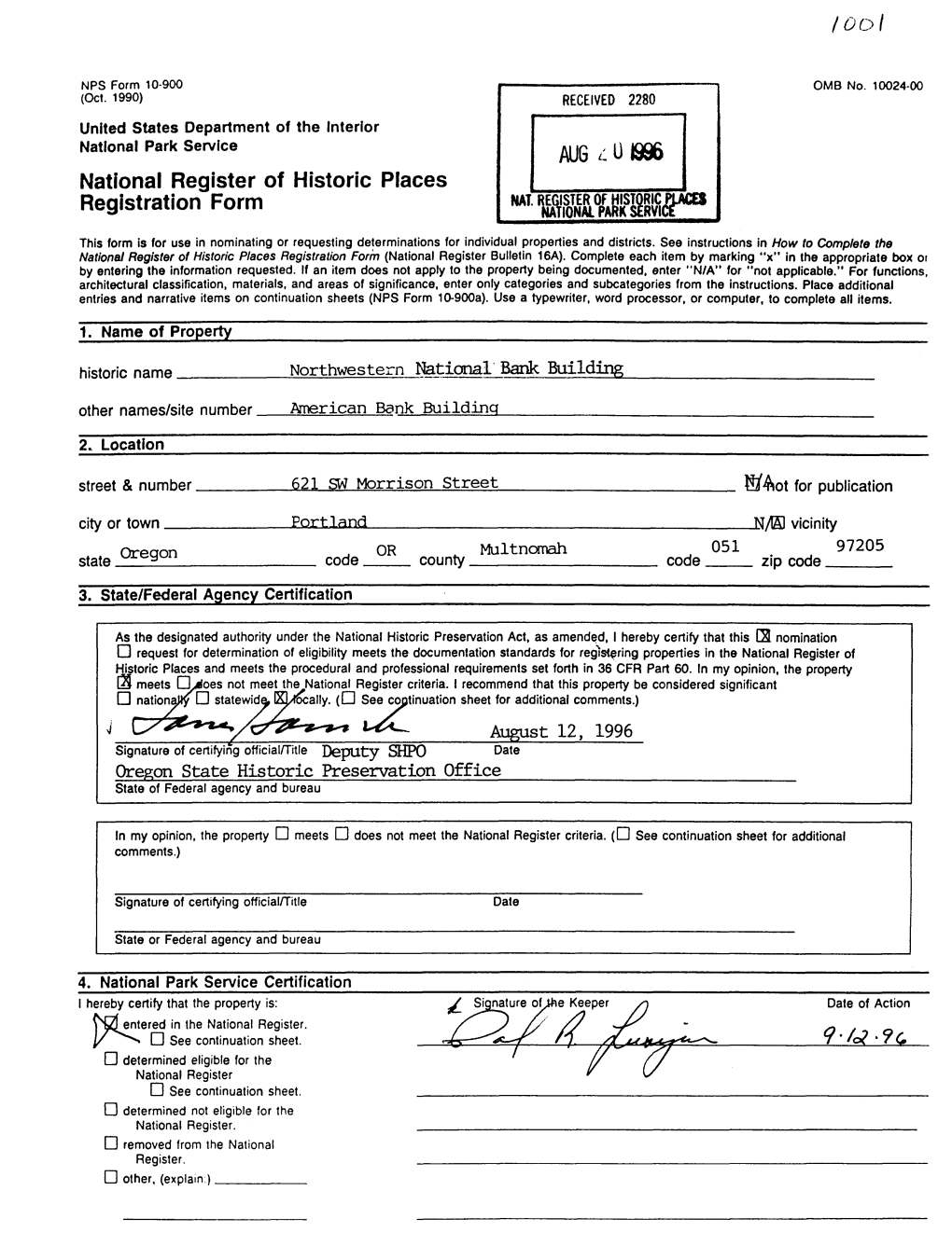 National Register of Historic Places Registration Form AUG
