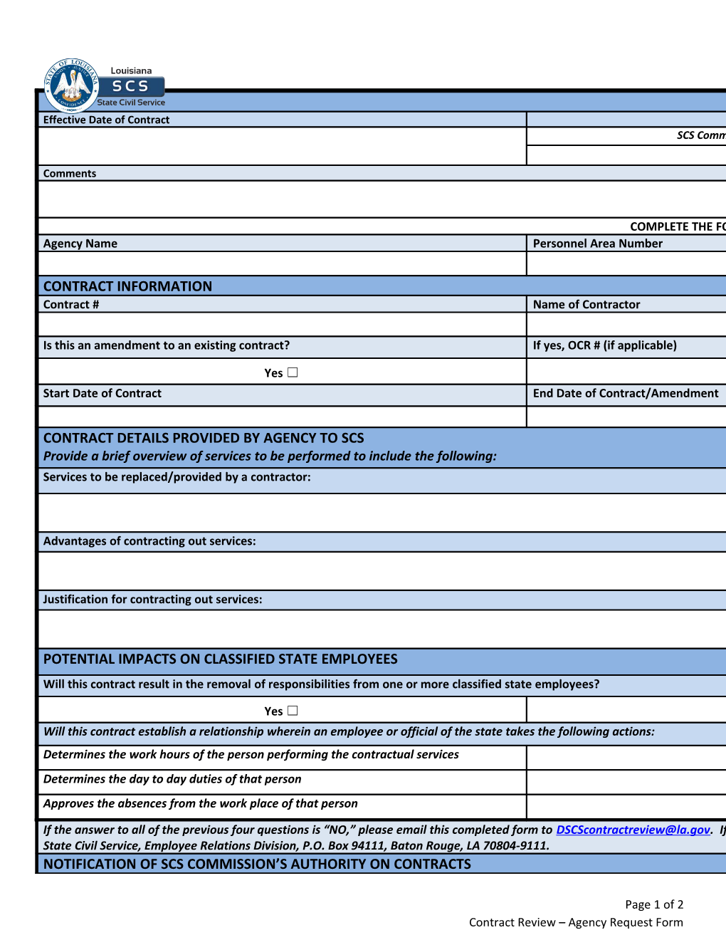 Contract Review Agency Request Form