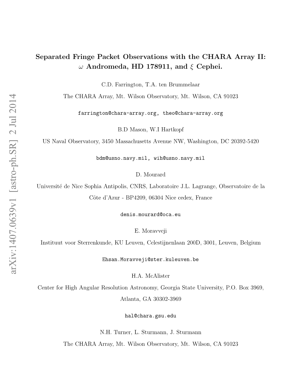 Separated Fringe Packet Observations with the CHARA Array