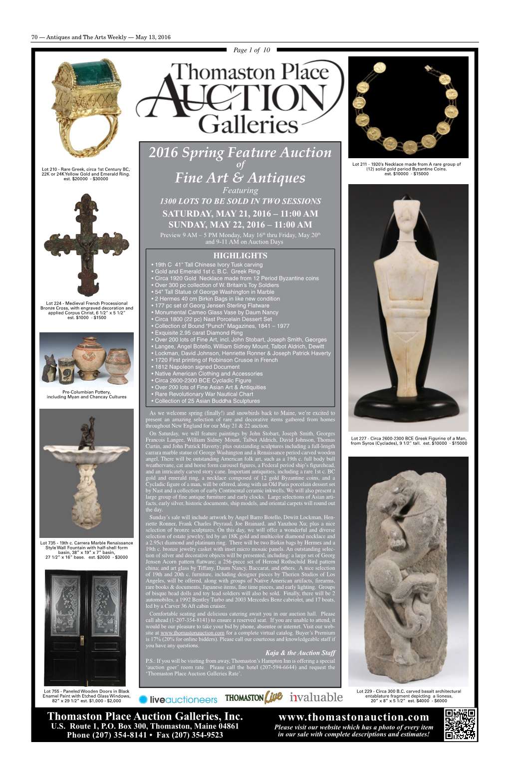 2016 Spring Feature Auction Fine Art & Antiques