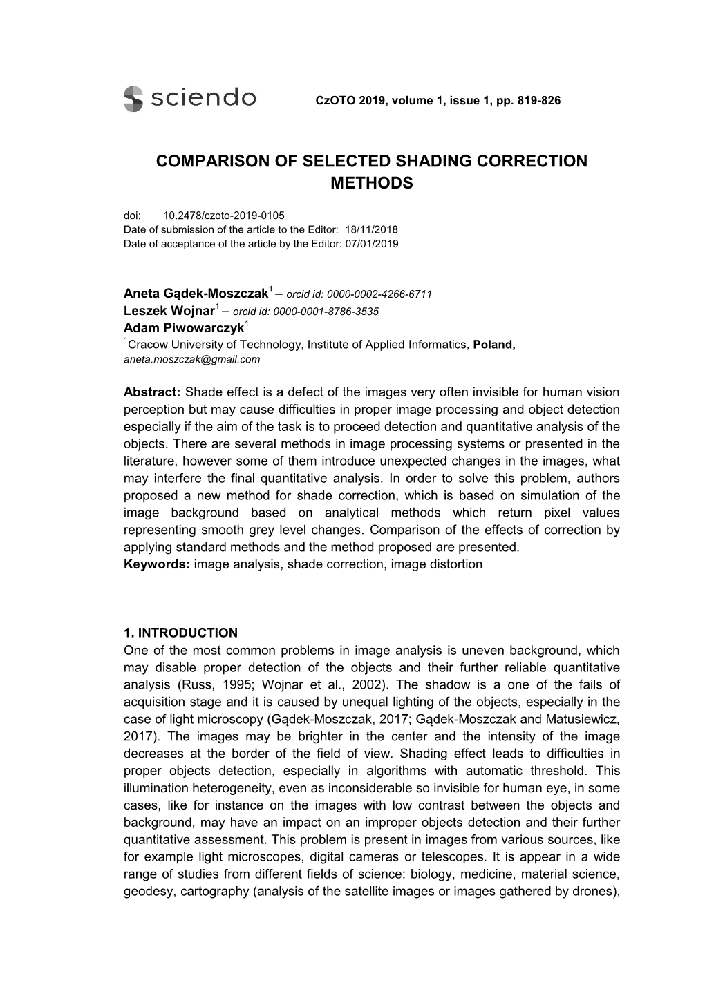 Comparison of Selected Shading Correction Methods