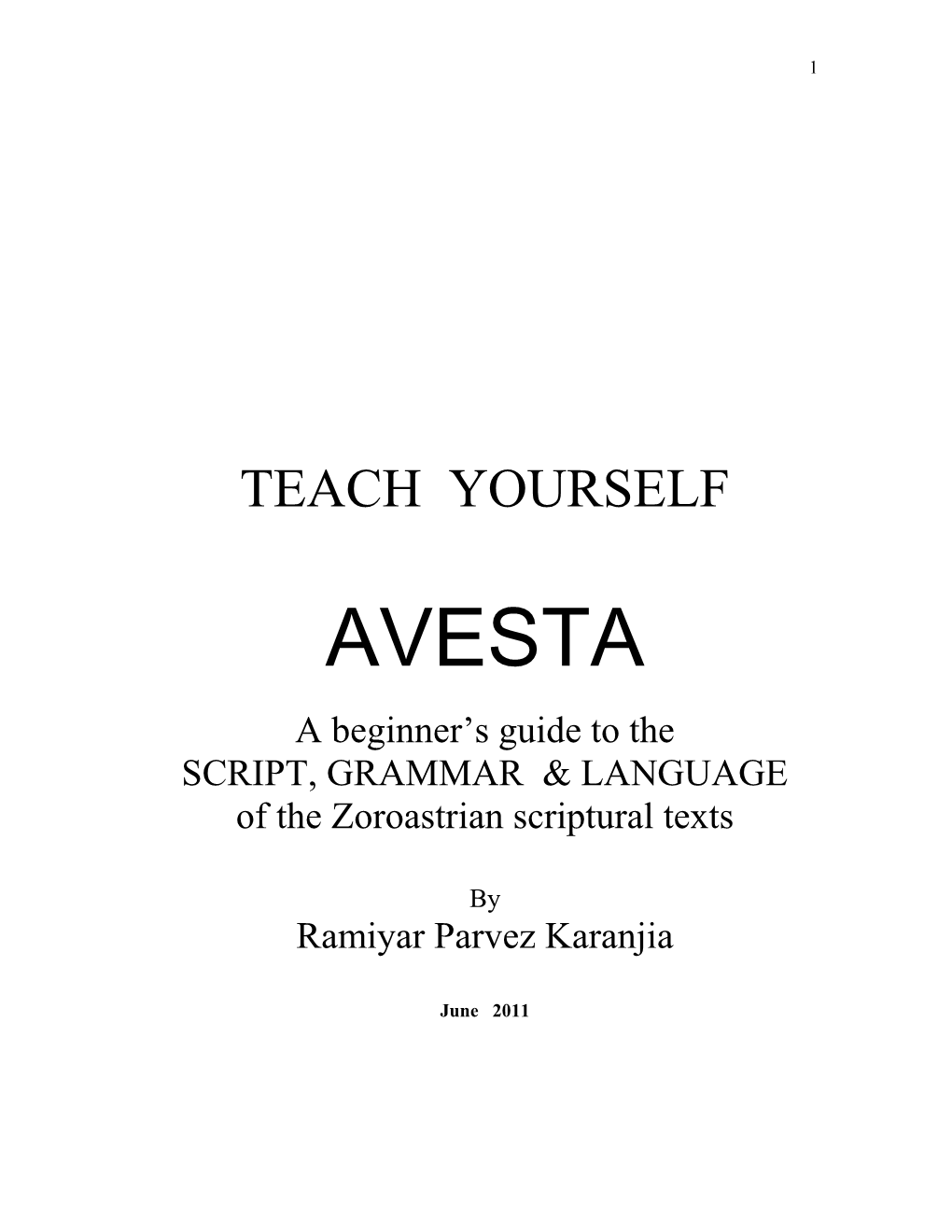 Teach Yourself Avesta Language