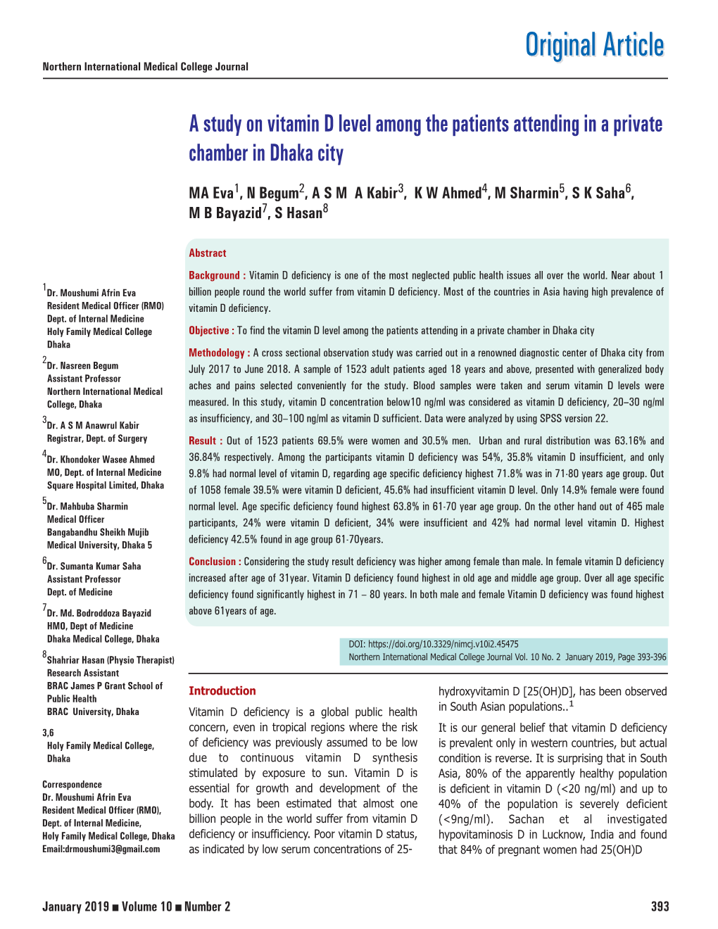 A Study on Vitamin D Level Among the Patients Attending in a Private Chamber in Dhaka City