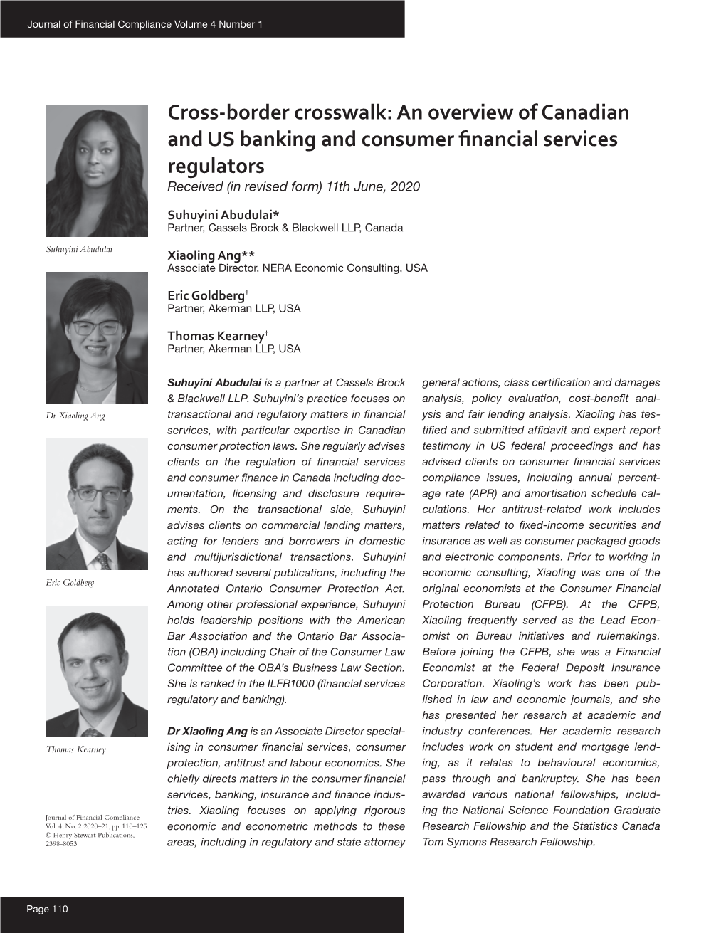 Cross-Border Crosswalk: an Overview of Canadian and US Banking and Consumer Financial Services Regulators