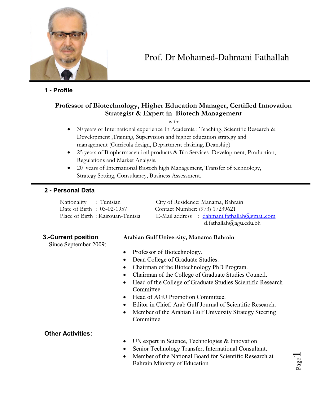 Prof. Dr Mohamed-Dahmani Fathallah